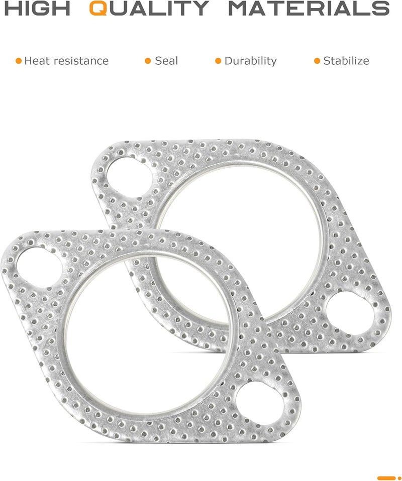 SCUARI 2PCS Exhaust Gasket,Car Accessories Exhaust Flange Gasket,Muffler Gasket,Catalytic Converter Gasket,Exhaust Flange Repair Kit with Bolt & Nut,Fit for Car,Truck,Replace #120-06310-0002 (2.5inch) - Image 3